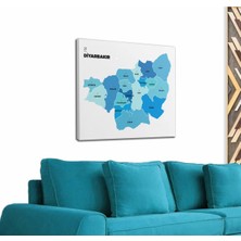 Dünyatablo Diyarbakır  Ili ve Ilçeler Haritası  Dekoratif Kanvas Tablo 1323