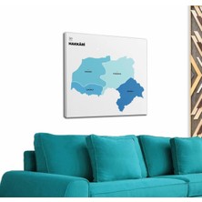 Dünyatablo Hakkari  Ili ve Ilçeler Haritası  Dekoratif Kanvas Tablo 1353