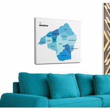 Dünyatablo Isparta  Ili ve Ilçeler Haritası  Dekoratif Kanvas Tablo 1363