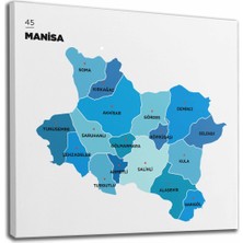 Dünyatablo Manisa Ili ve Ilçeler Haritası  Dekoratif Kanvas Tablo 1414