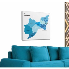 Dünyatablo Tekirdağ Ili ve Ilçeler Haritası  Dekoratif Kanvas Tablo 1465
