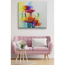 Dünyatablo Soyut Çiçekler Yağlıboya Görünüm Dekoratif Kanvas Duvar Tablosu