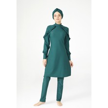 Adasea Fırfır Tasarım Likralı Tam Kapalı Tesettür Mayo Fırfır Adasea 4104 Yeşil