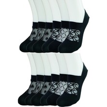 Royaleks 12 Adet Önü Transparan Kadın Fantezi Desenli Babet Çorap