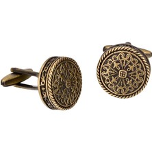 Three Beans Erkekler Için Yüksek Kaliteli Gömlek Kol Düğmeleri Yuvarlak Bronz Vintage Desen Metal Manşet Bağlantıları Düğün Damat Hediyeler | Kravat Klipleri ve Kol Düğmeleri (Yurt Dışından)