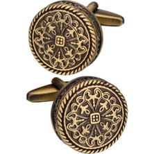 Three Beans Erkekler Için Yüksek Kaliteli Gömlek Kol Düğmeleri Yuvarlak Bronz Vintage Desen Metal Manşet Bağlantıları Düğün Damat Hediyeler | Kravat Klipleri ve Kol Düğmeleri (Yurt Dışından)