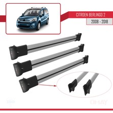 OMAY Citroen Berlingo 2008-2018 Arası Fly Model Ara Atkı Tavan Barı Gri 3 Adet Bar