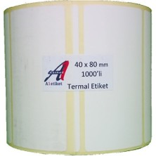 A1 Kuşe Etiket 40 x 80 mm Termal Barkod Etiketi 1000 Sarım