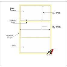 A1 Kuşe Etiket 40 x 80 mm Termal Barkod Etiketi 1000 Sarım