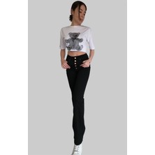 Bisiklet Yaka Ayıcık Baskılı Tshirt