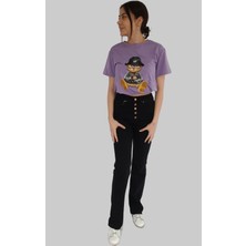Gesvages Bisiklet Yaka Taşlı Tshirt