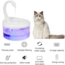 2l Pet Su Çeşmesi Kedi Su Dağıtıcı Otomatik Içme Makinesi Çeşmesi Pet Su Besleyici Kediler Için LED Işık ile Köpek | Kedi Besleme ve sulama Malzemeleri (Yurt Dışından)