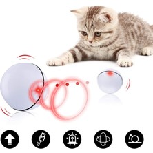 Akıllı Otomatik Kedi Oyuncaklar Kendinden Dönen Top LED Işık Kediler Için LED Işık USB Şarj Edilebilir Oyuncaklar (Beyaz) (Yurt Dışından)