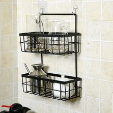 Demir Depolama Raf Organizatör Çift Katmanlı Duvar Asılı Raf Banyo Şampuan Duş Raf Duvar Tutucu Mutfak Saklama Sepetleri | Banyo Rafları (Yurt Dışından)