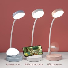 LED Masa Lambası Makyaj Aynası LED Işık USB Öğrenci Kitap Okuma Lambası Göz Koruma Cep Telefonu Tutucu Ev Yurdu Gece Lambası (Mavi) (Yurt Dışından)