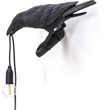 Seletti Kuş Duvar Lambası Italyan Modern Reçine Beyaz Siyah Işık Yatak Odası Bedsideving Oda Dekorasyon LED Işık Armatürleri (Duvar Siyah Sol) (Yurt Dışından)