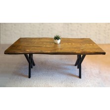 Entema Doğal Ağaç Masif Kütük Masa Yemek Masası 60 cm x 120 cm