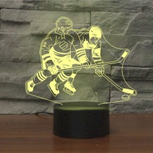 Fybang Soyutlayıcı 3D Buz Hokeyi Oynarken Optik İllüzyon Gece Lambası (Yurt Dışından)