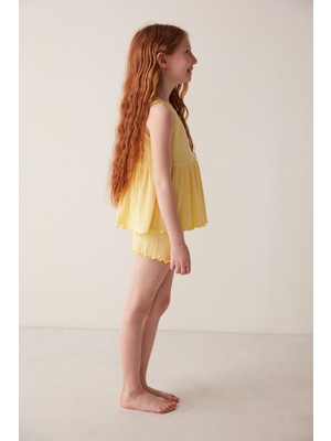 Penti Açık Sarı Kız Çocuk Yellow Frill 2li Pijama Takımı