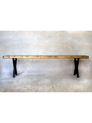 Entema Doğal Ağaç Masif Bank Bench 110 Cm( Metal Ayak )