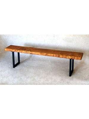 Entema Doğal Ağaç Masif Bank Bench  90 Cm( Metal Ayak )