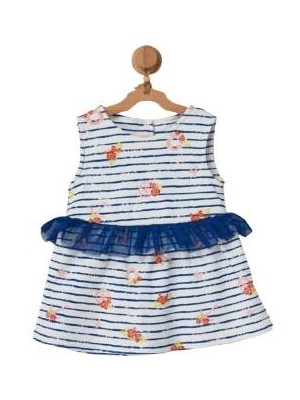 Andywawa AC22558 Flowers Anchors Bebek Elbise Navy