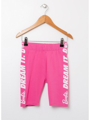 Barbie 22BS-98 Normal Bel Skinny Fit Baskılı Fuşya Kız Çocuk Tayt