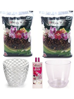 Gül Çiçek Sarayı Ithal Kaliteli Orkide Toprağı, Orkide Vitamini, Orkide Saksısı Tabağı Ayrı, Kristal  Orkide Saksısı, Orkide Canlandırma, Orkide Çiçek Açtırma Seti