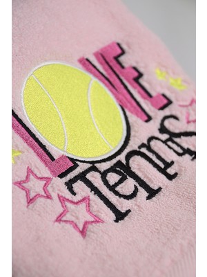 Smash & Slice Tenis Temalı Nakışlı Çocuk Spor Havlusu 50*70 Açık Pembe