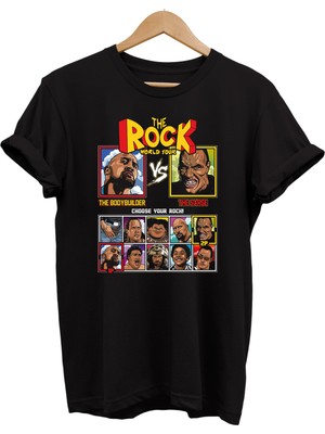 Remonz Dwayne Johnson The Rock Karakterleri Baskılı %100 Pamuk Oversize T-Shirt