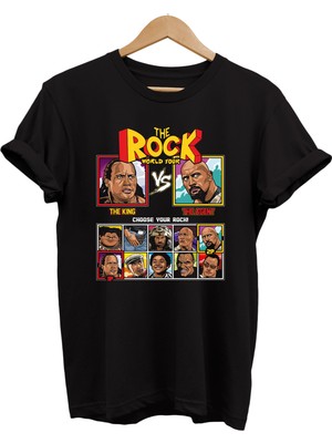 Remonz Dwayne Johnson The Rock Karakterleri Baskılı %100 Pamuk Oversize T-Shirt