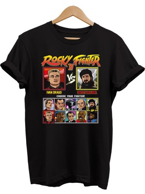 Remonz Rocky Balboa Film Karakterleri Baskılı %100 Pamuk Oversize T-Shirt