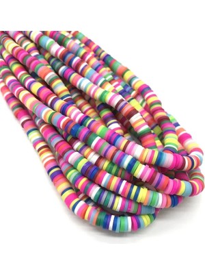 Padore Accessory 1 Dizi 40 Cm, Polimer Kil Halka Boncuklar Pembe Karışım Bileklik, Halhal, Kolye Yapımı Için