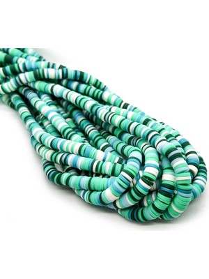 Padore Accessory 1 Dizi 40 Cm, Polimer Kil Halka Boncuklar Yeşil Karışım Bileklik, Halhal, Kolye Yapımı Için