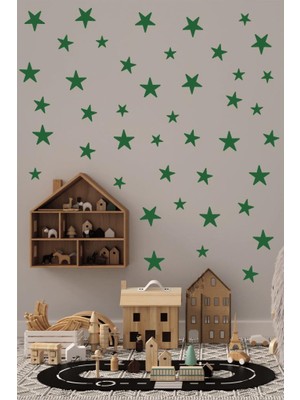 Lizpo Decor Yeşil Yıldız Duvar Çocuk Odası Sticker Dekorasyon 3-4-5 cm 130 Adet