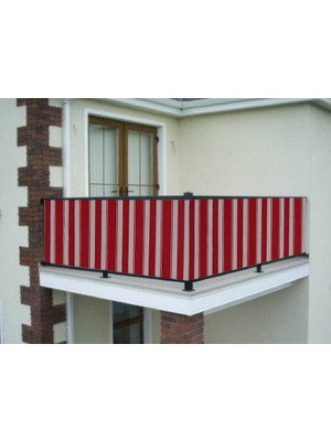 Ceylan Home Balkon Demiri Perdesi Bağcıklı Kırmızı Çizgili 80 x 600 cm