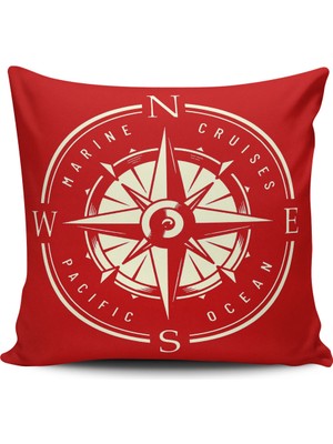 Alkan Homes Denizci Desenli Dekoratif Dijital Baskılı Yastık Kırlent Kılıfı