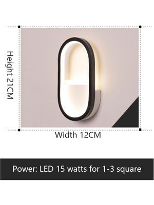 Xinh Siyah 15 W LED Yatak Odası Yaratıcı Oturma Odası Duvar Lambası Nordic Lamba Başucu Lambası (Beyaz Işık) (Yurt Dışından)