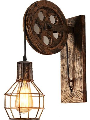 Xinh Loft Retro Endüstriyel Stil Kaldırma Duvar Lambası Restoran Yatak Odası Başucu Merdiven Koridor Kasnak Mağazası Duvar Lambası (Bronz) (Yurt Dışından)