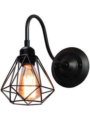 Xinh Vintage LED Duvar Işık Retro Loft Endüstriyel Duvar Lambası Siyah E27 Demir Basit Abajur Kafes Guard Aplik Kapalı Aydınlatma Armatürü (Yurt Dışından)