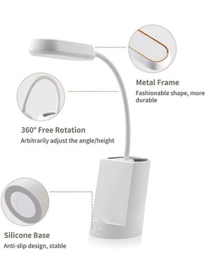 Xinh Masa Lambası Göz Bakımı Masa Lambaları, USB Şarj Bağlantı Noktalı Kısılabilir Ofis Lambası, 3 Renk Modu, 3 Parlaklık Seviyeleri (Beyaz) (Yurt Dışından)