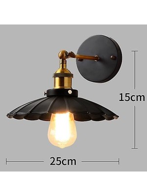 Xinh LED Duvar Işık Retro Loft Endüstriyel Duvar Lambası Siyah E27 Vintage Aplikler Duvar Lambası Endüstriyel Aydınlatma Armatürü Kapalı (J) (Yurt Dışından)