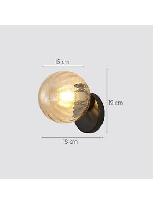 Xinh Nordic LED Duvar Ay Lambası Demir Modern Dekoratif Merdiven LED Işık Ev Başucu Yuvarlak Cam Duvar Işıkları Ahşap Aplike Murale E27 (I) (Yurt Dışından)