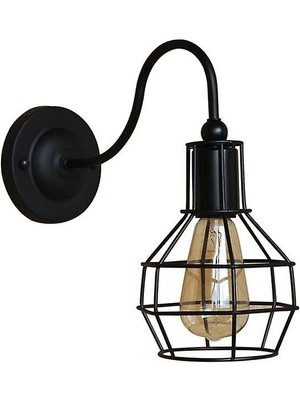 Xinh Vintage LED Duvar Işık Retro Loft Endüstriyel Duvar Lambası Siyah E27 Demir Basit Abajur Kafes Guard Aplik Kapalı Aydınlatma Armatürü (Yurt Dışından)