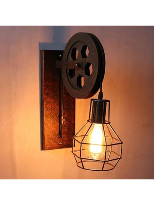 Xinh Retro Vintage Duvar Işık Endüstriyel Duvar Lambası Gölge Fikstürü Demir Çatı Kafe Bar Ayarlanabilir Aplik Işıkları Wandlamp Dekorasyon LED (D) (Yurt Dışından)