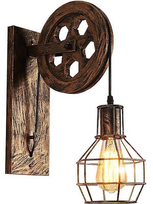 Xinh Retro Vintage Duvar Işık Endüstriyel Duvar Lambası Gölge Fikstürü Demir Çatı Kafe Bar Ayarlanabilir Aplik Işıkları Wandlamp Dekorasyon LED (D) (Yurt Dışından)