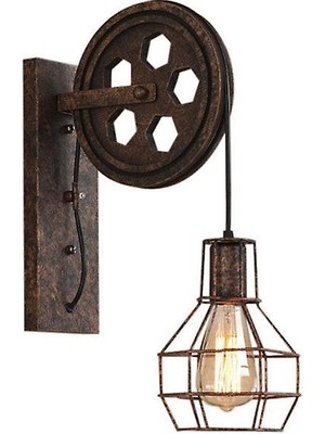 Xinh Retro Vintage Duvar Işık Endüstriyel Duvar Lambası Gölge Fikstürü Demir Çatı Kafe Bar Ayarlanabilir Aplik Işıkları Wandlamp Dekorasyon LED (Pas) (Yurt Dışından)