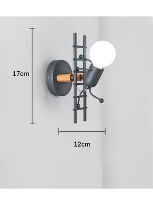 Xinh Retro Ferforje Villain LED Duvar Lambası, 220 V E27 Ampul Olmadan, Endüstriyel Rüzgar Merdiven Tırmanma Lambası, Çocuk Odası Duvar Lambası, Gri (Yurt Dışından)