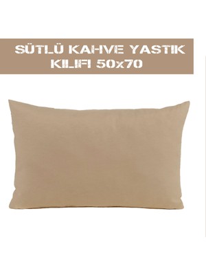 Hediye Nest Sütlü Kahve 2'li Yastık Kılıfı Beyaz Fermuarlı 50X70 cm