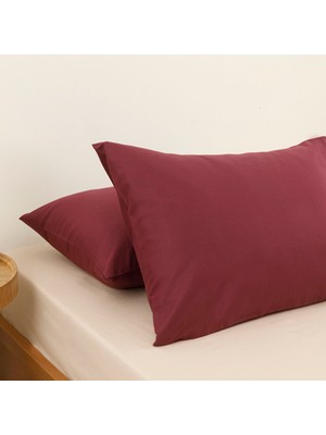 Hediye Nest Bordo 2'li Yastık Kılıfı Siyah Fermuarlı 50 x 70 cm